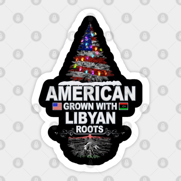 Christmas Tree  American Grown With Libyan Roots - Gift for Libyan From Libya Sticker by Country Flags